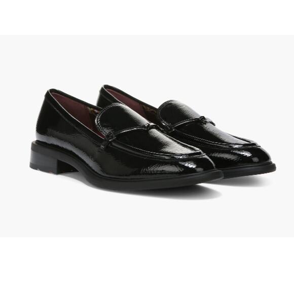 Franco Sarto Shoes - Franco Sarto Women's Black Patent Leather Silver Accent Loafers Size 9M
